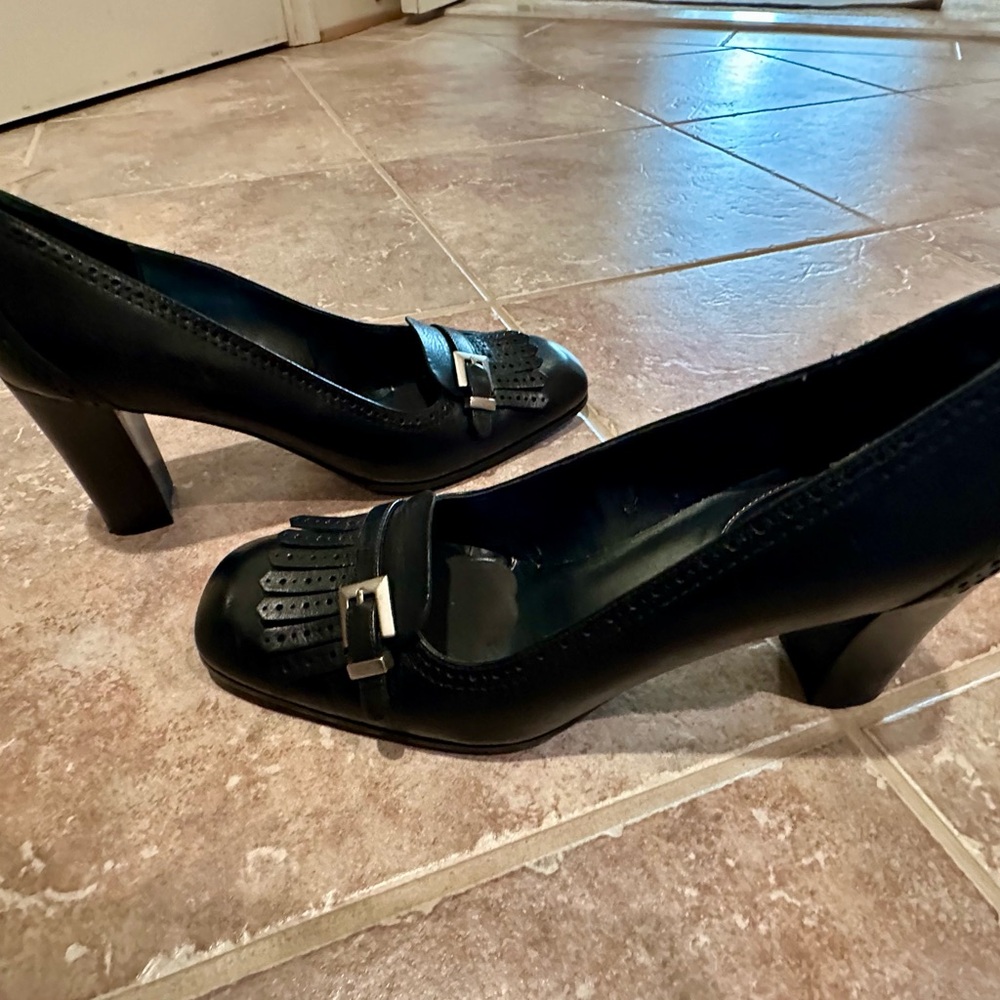 Etienne Aigner Black Loafers with Buckle Detail